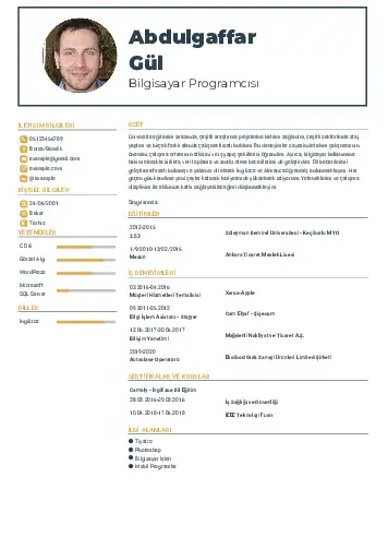 Bilgisayar Programcısı CV Örnekleri cv indir